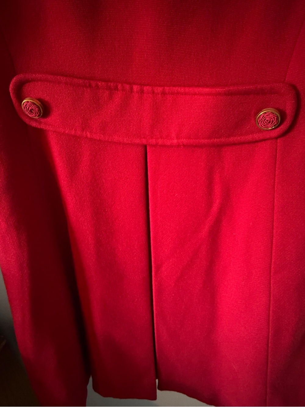 Vintage Red Wool Coat with Dark Fur Collar - Classic Women's Coat - Picture 6 of 8